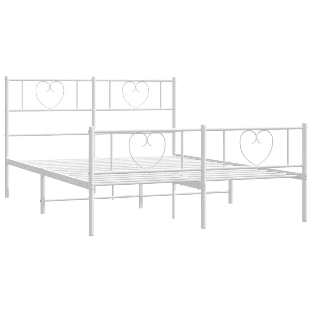Letto matrimoniale | Letto per adulti | Giroletto con Testiera e Pediera Metallo Bianco 140x200 cm