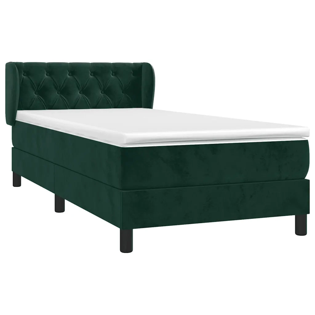 Giroletto a Molle con Materasso Verde Scuro 80x200 cm Velluto