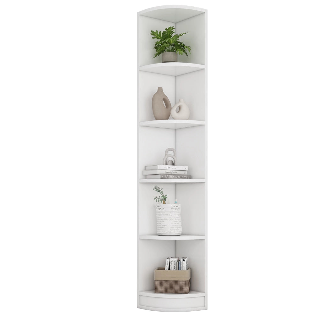Libreria Angolare a 5 Ripiani ¨C MINIMAL ¨C Bianco, MDF