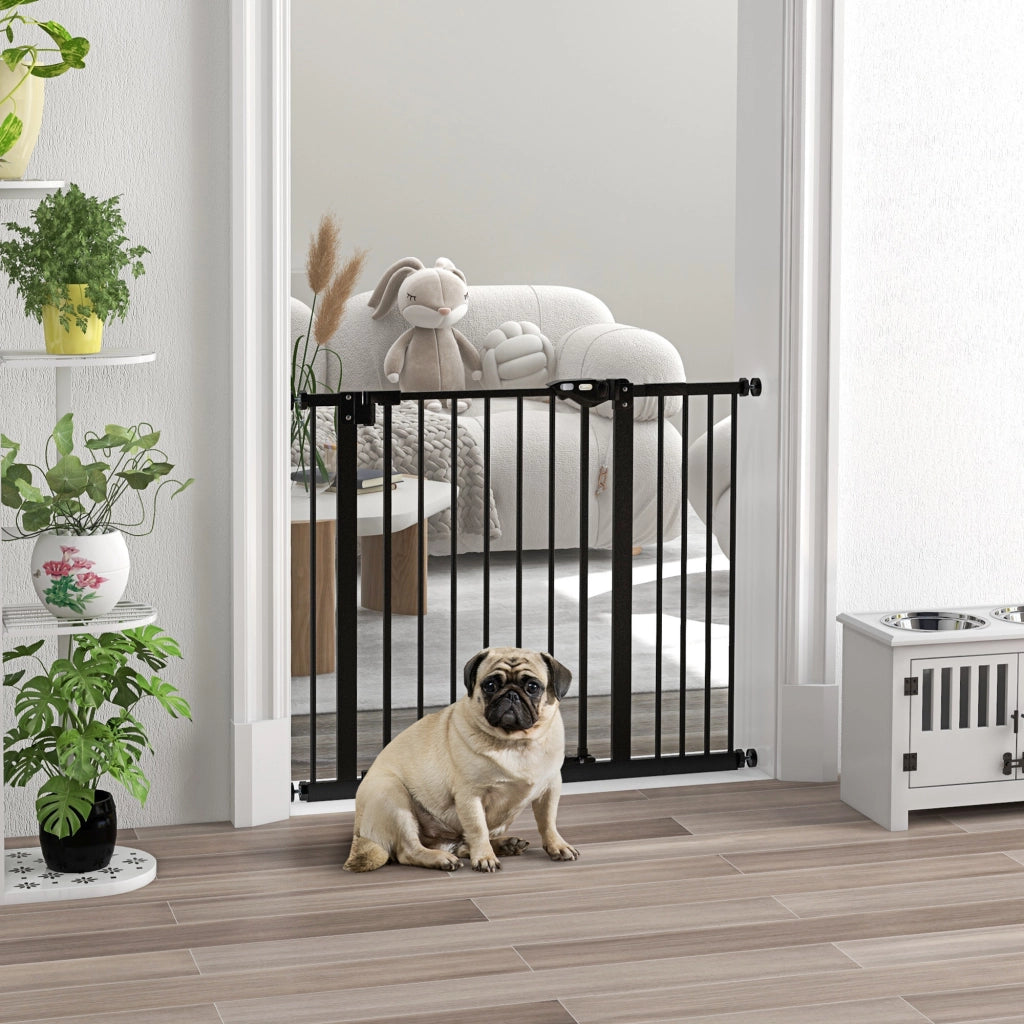 EasyComfort Cancellino per Cani Regolabile con Chiusura Automatica, in Acciaio e Plastica, 74-100x77 cm Nero