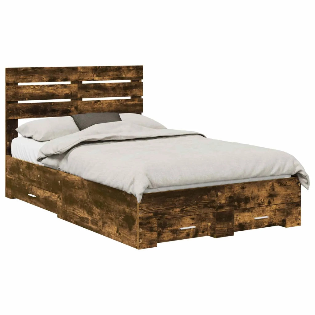 Letto matrimoniale | Letto per adulti | Struttura del letto Rovere fum¨¦ 120 x 190 cm Legno multistrato