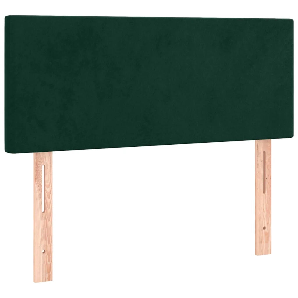 Letto a Molle con Materasso e LED Verde Scuro 90x200cm Velluto