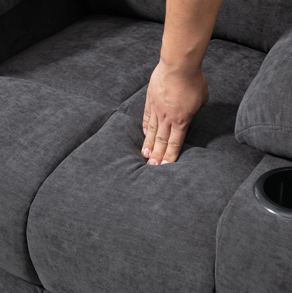 Poltrona Relax Elettrica con Funzione Massaggio e Riscaldamento, Rivestimento in Flanella Grigio Scuro con Sollevamento e Reclining