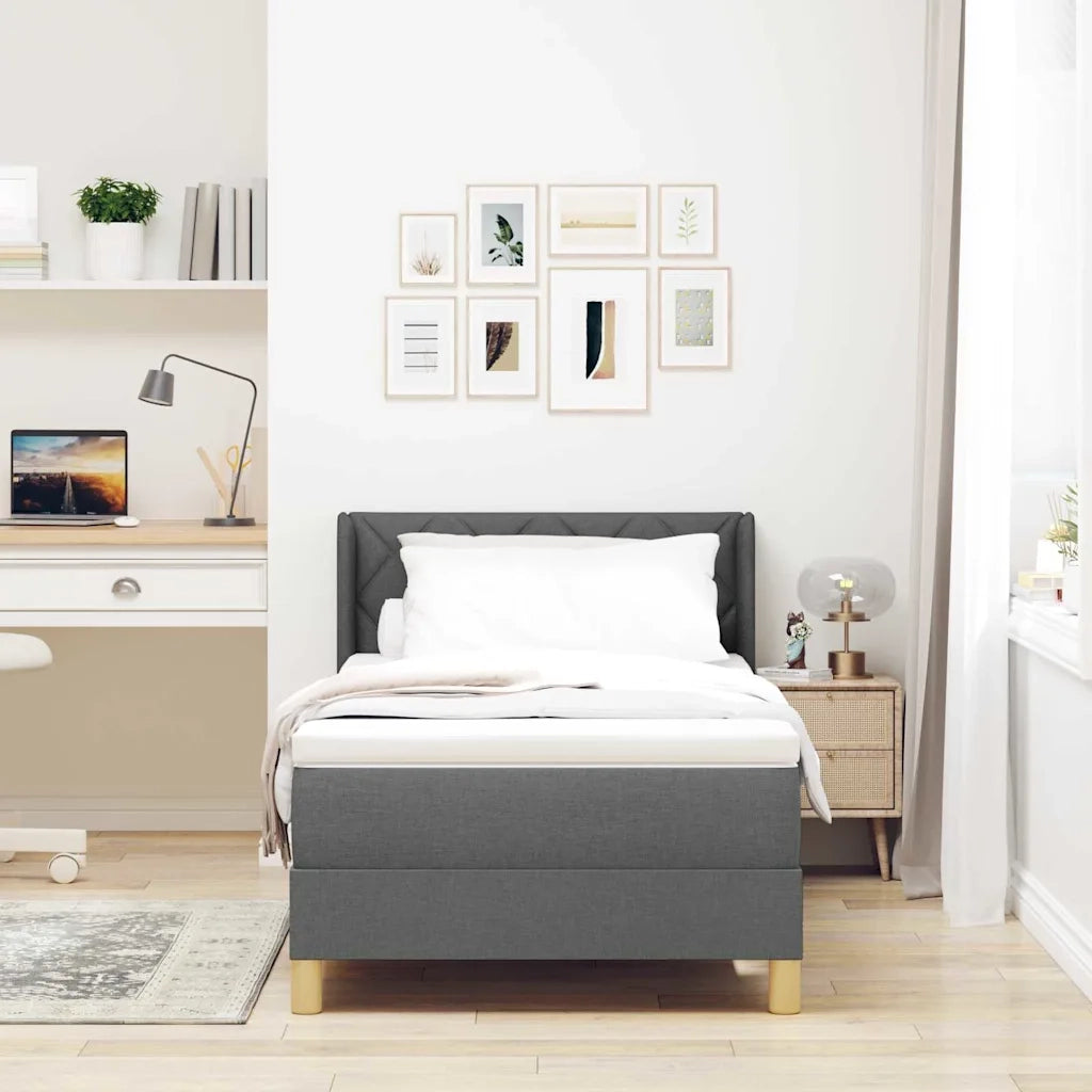 Letto a molle con materasso-Struttura Letto con Materasso Grigio scuro 190 x 90 cm Poliestere 176611