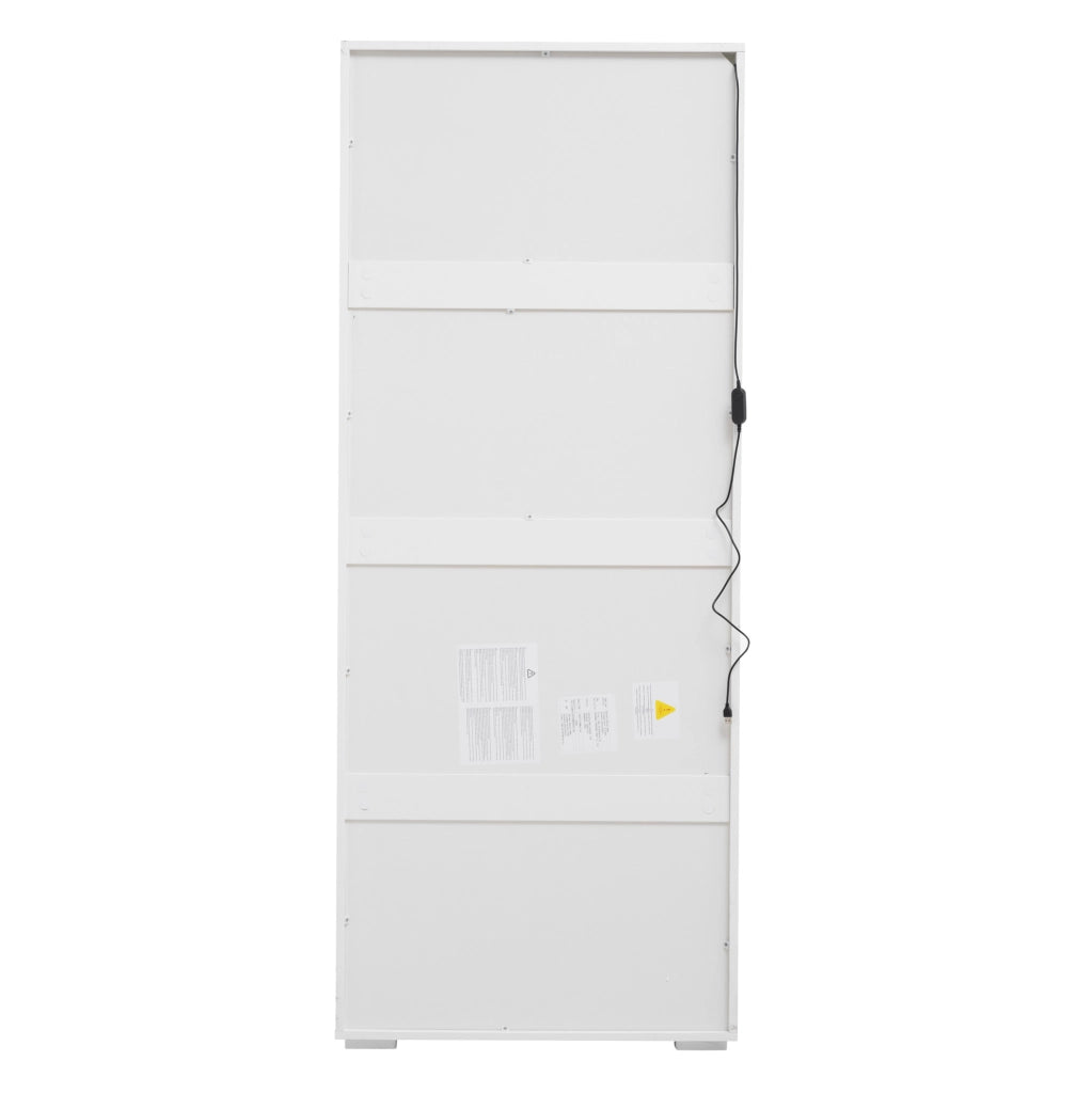 Vetrina alta 70x40x173 cm in MDF bianca, 2 ante e LED salvaspazio