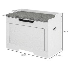 Panca contenitore da 103 L 75x40x56 cm con cuscino rimovibile bianca