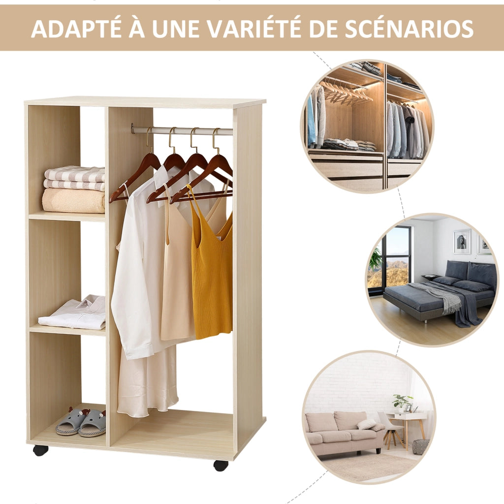 Armadio Battente con Appendiabiti ¨C Minimal ¨C Rovere Chiaro 80x50x200