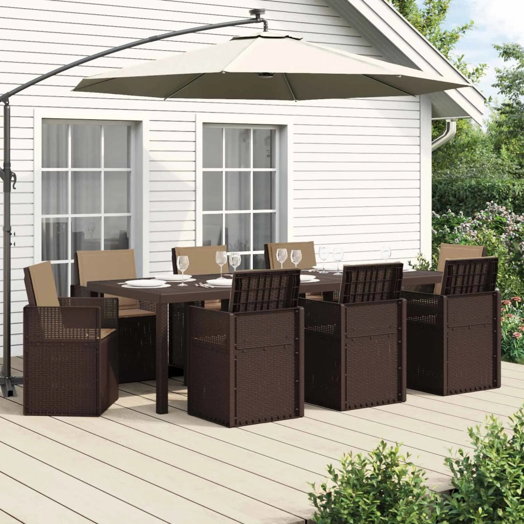 Set da Pranzo per Giardino 9 pcs Marrone e Tortora PP 3430093