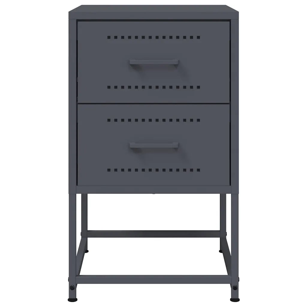 Comodino | Armadio da Notte | Mobiletto da notte Antracite 36x39x60,5 cm in Acciaio