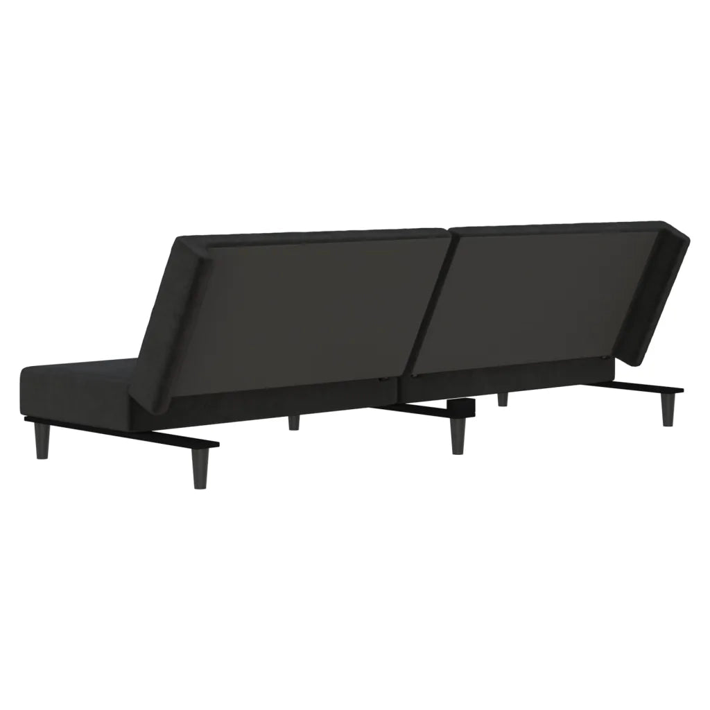 Divano Letto a 2 Posti Nero in Velluto 375735