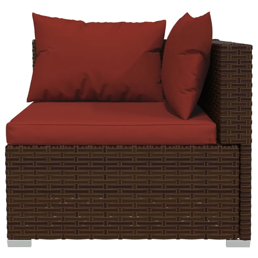 Set Divani da Giardino 6 pz con Cuscini in Polyrattan Marrone 3101875