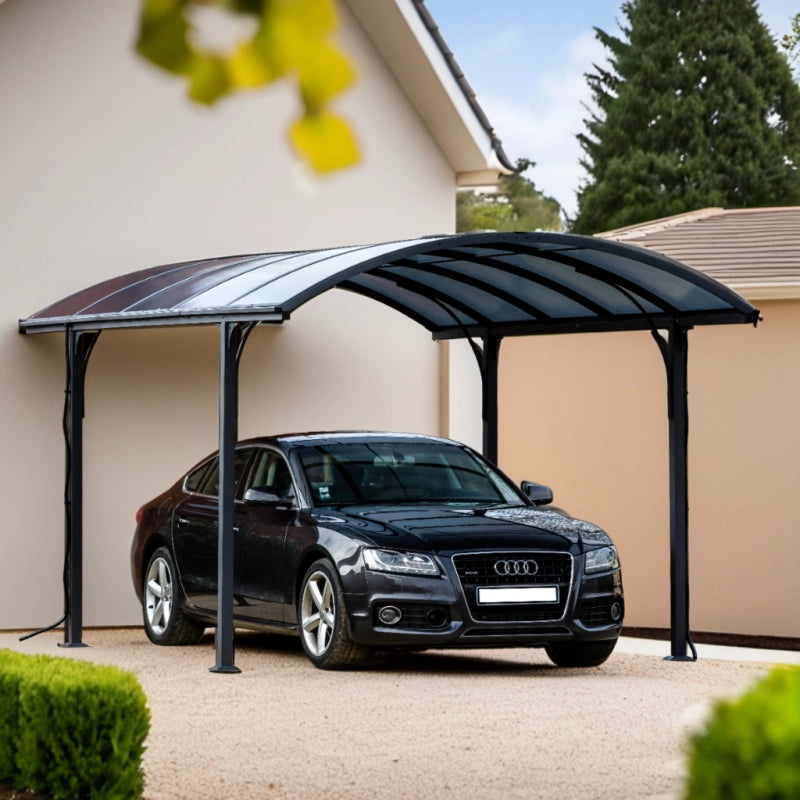 Tettoia per auto da giardino in alluminio 485x301 cm – copertura auto carport con tetto policarbonato 6 mm – grigio antracite – CAR3048ALRPT Foresta