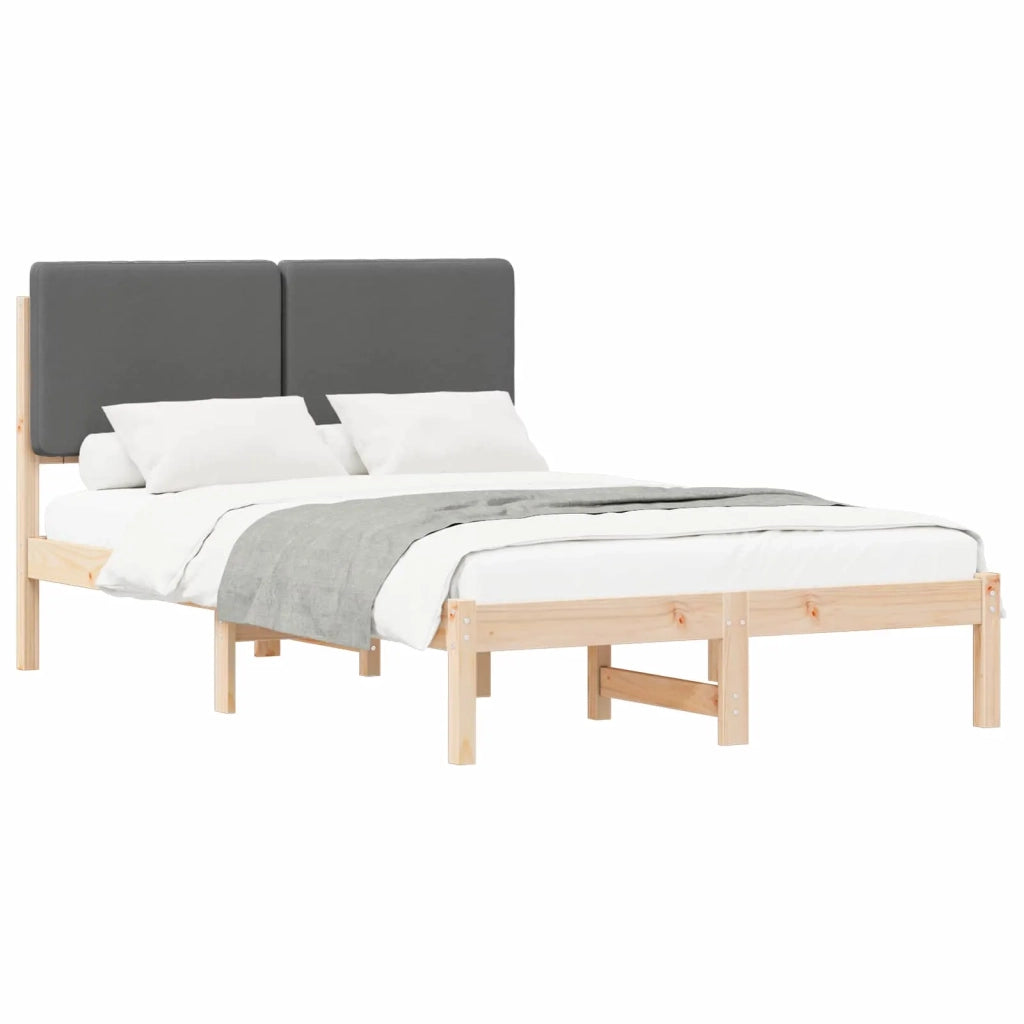 Letto con Testiera Rivestita Grigio scuro 135 x 190 cm
