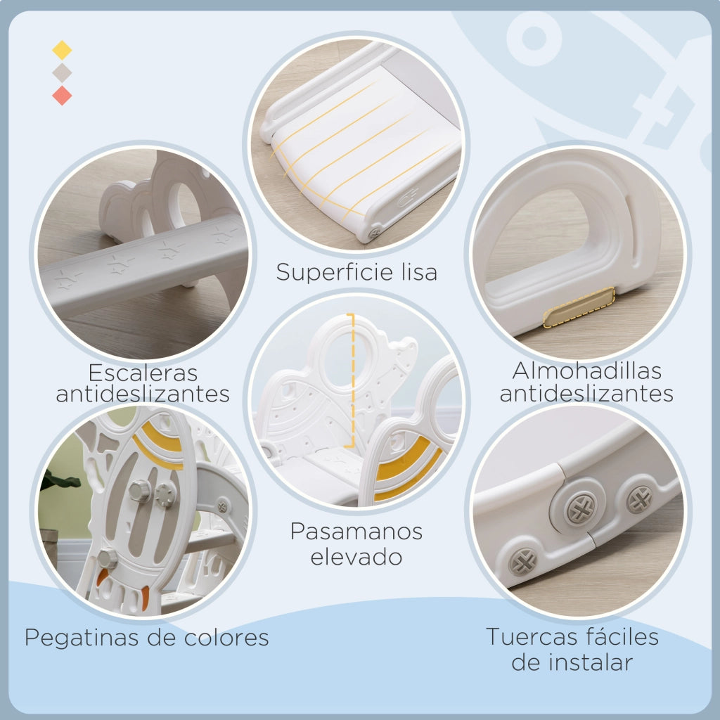 Scivolo per bambini 18-36 mesi ¨C Xylo ¨C 3 gradini antiscivolo grigio 157x46,5x80 cm