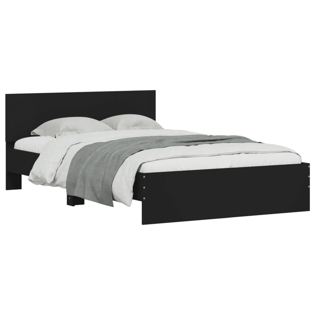 Letto matrimoniale | Letto per adulti | Giroletto con Testiera Nero 120x200 cm