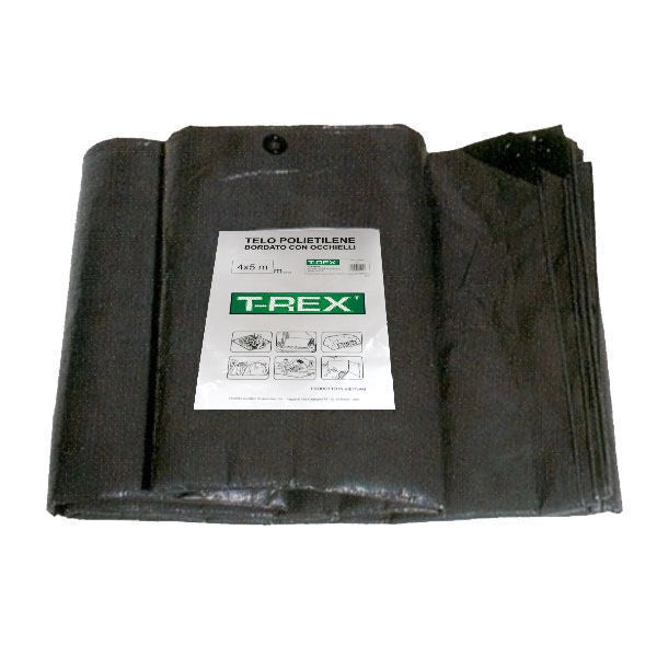 TREX 01919 Telone Plastica Tessuto Occhiellato Rinforzato 100 g-m² Impermeabile Antistrappo Resistente UV Colore Verde Scuro