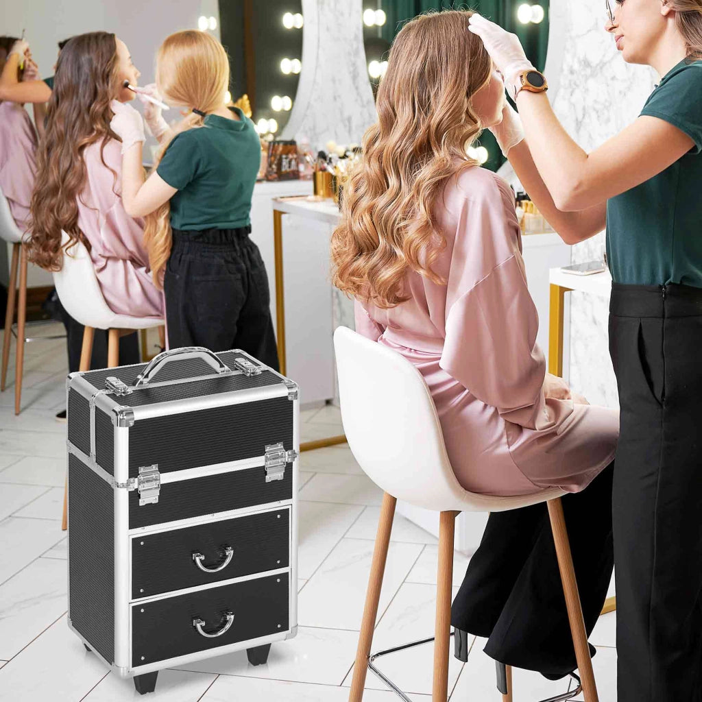 Valigia Vanity Trucco ¨C zephmum ¨C ABS Alu Nero 36x23x58 cm