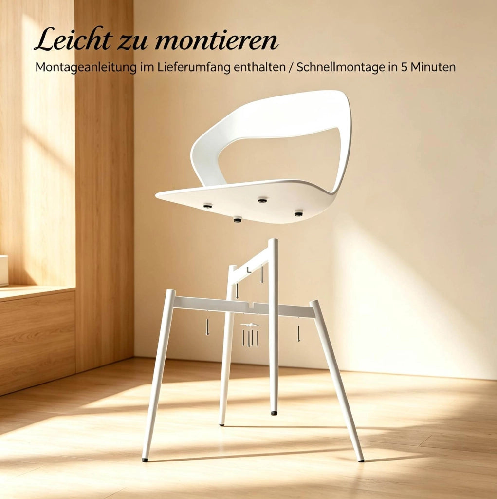 SEDIE da pranzo ergonomiche 51x44x83 cm PP bianco e metallo Set da 4 pezzi