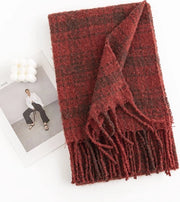 Schiacchiatura donna protezione dal freddo invernale copricapo caldo sciarpa moda per lavoro e casa sciarpa quadrata a quadri sciarpa grande e calda copricapo - rosso - 180*60cm