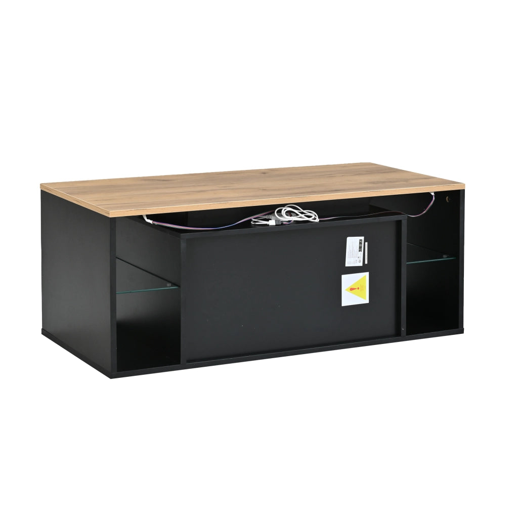 Tavolino da salotto con illuminazione LED 100x50x41 cm assemblabile nero
