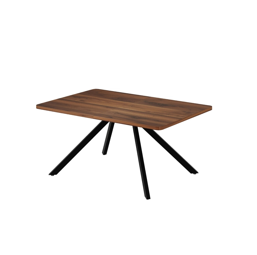 Tavolo da pranzo allungabile in MDF, 160/200/240×90 cm, struttura metallica, colore noce, per 6-10 persone