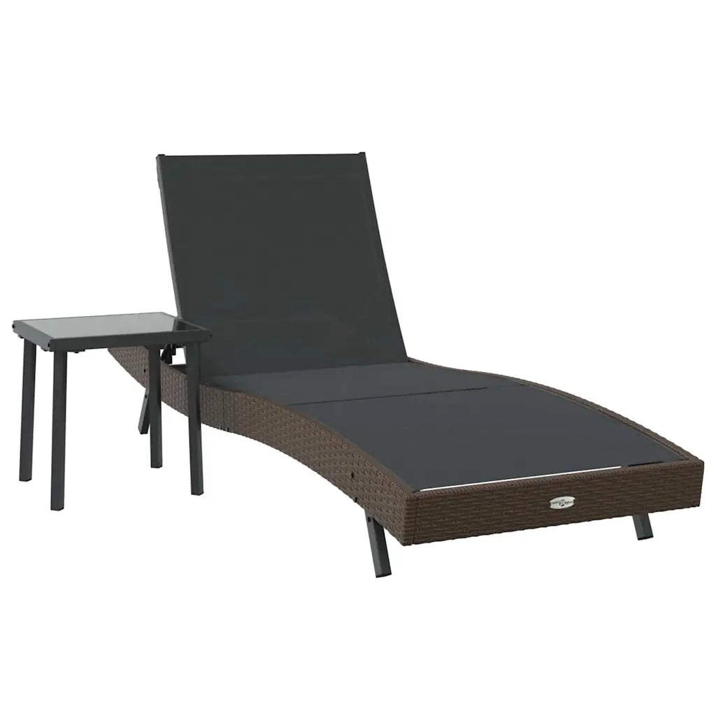 Lettino da sole 2 pcs Nero e Marrone polyrattan 42009979