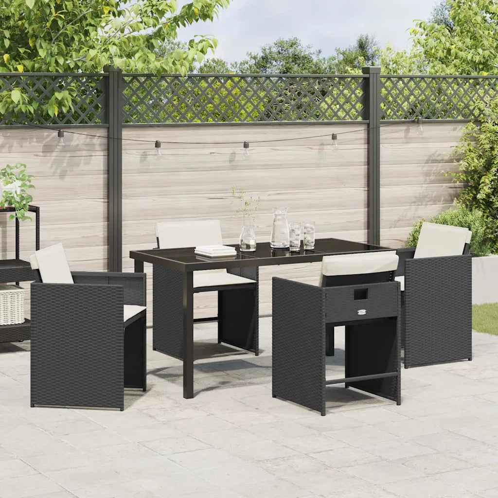 Set da Pranzo per Giardino 5 pcs Nero polyrattan 3380686