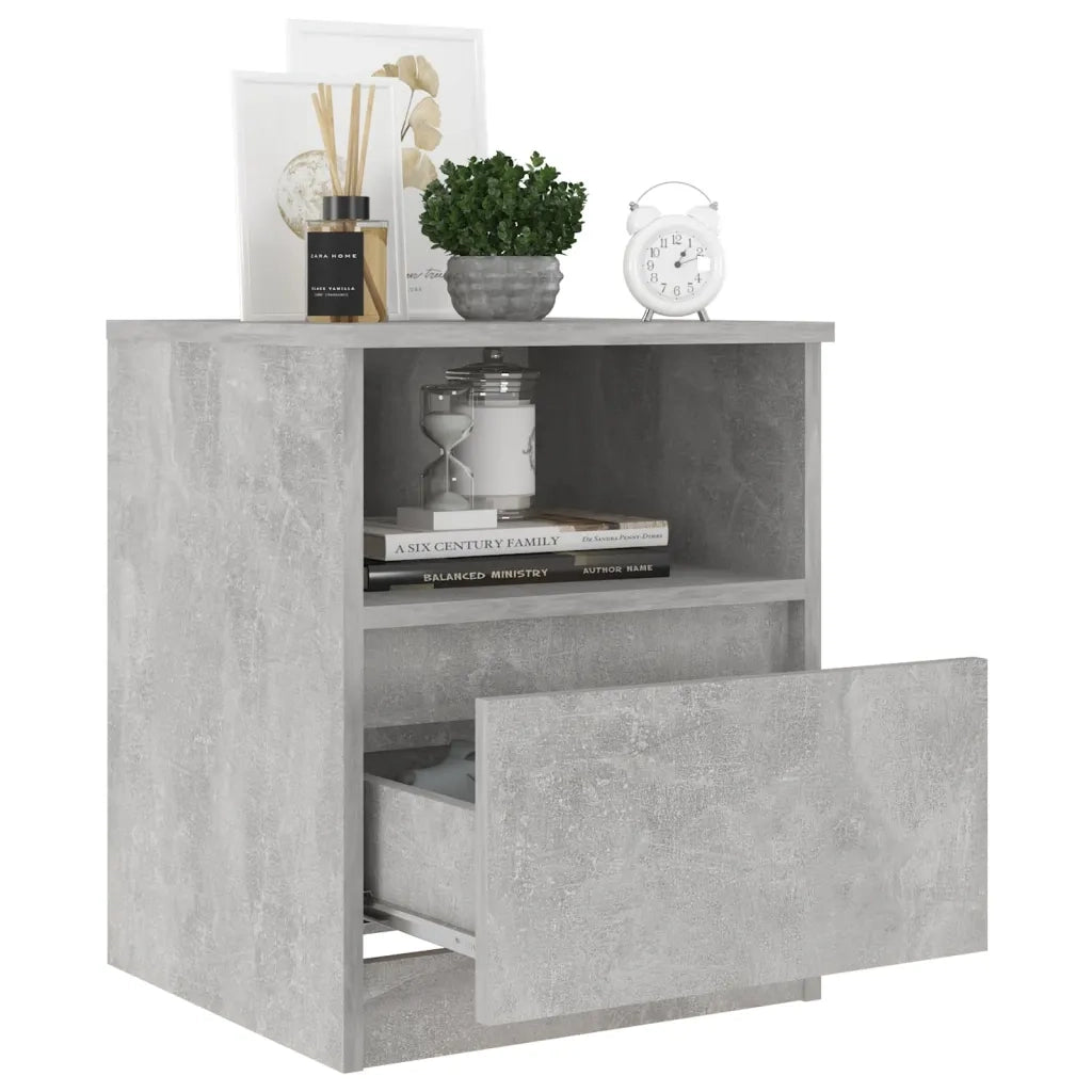 Set di 2 Comodini | Armadio da Notte | Mobiletto da notte Grigio Cemento 40x40x50 cm in Legno Multistrato