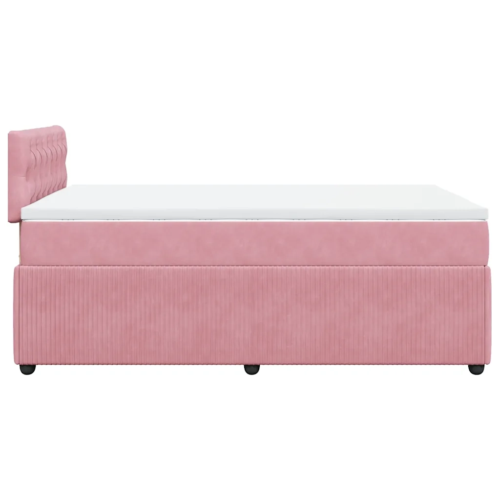 Giroletto a Molle con Materasso Rosa 120x190 cm in Velluto