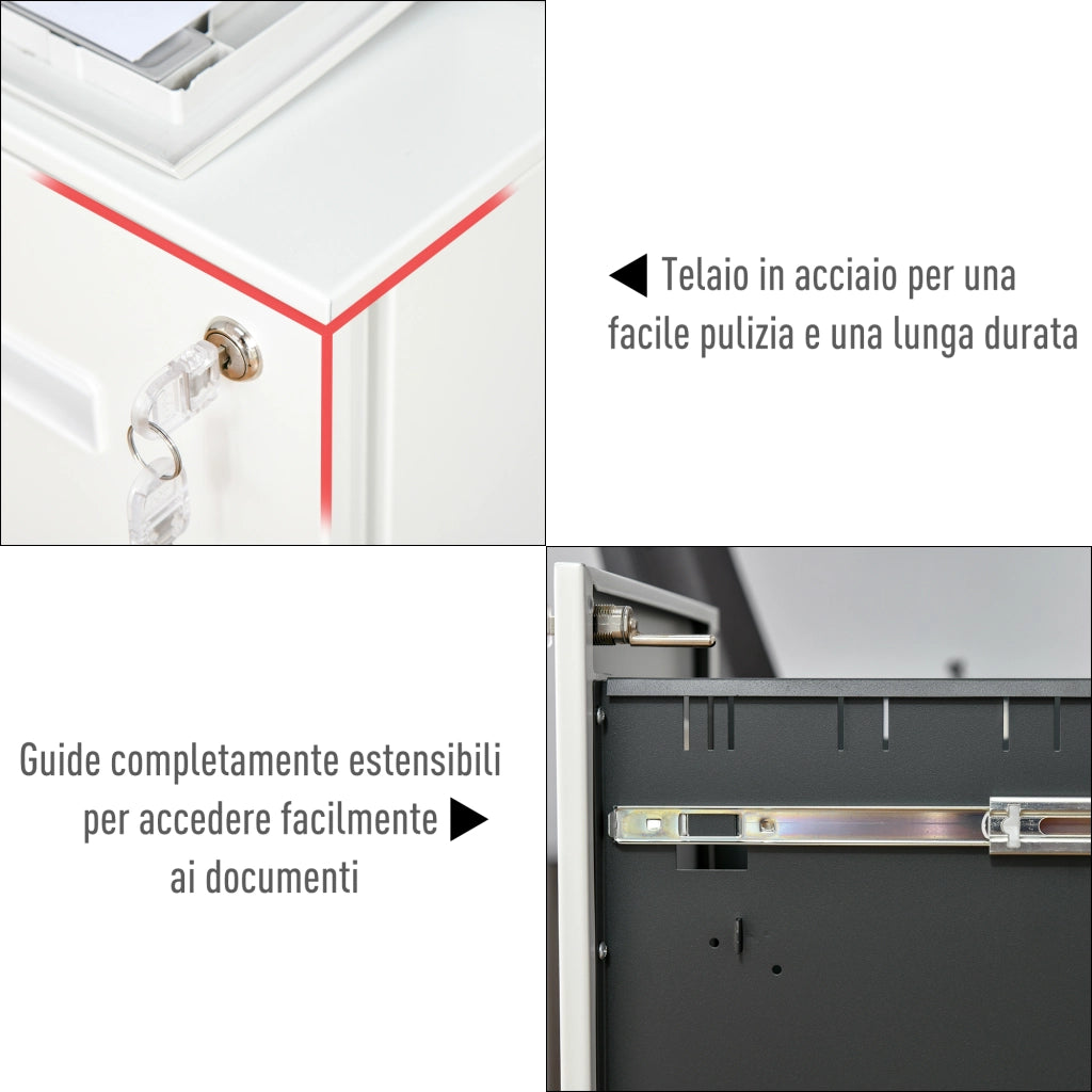 Scrivania con cassettiera a rotelle ¨C Minimal ¨C Bianco 39x48x67cm