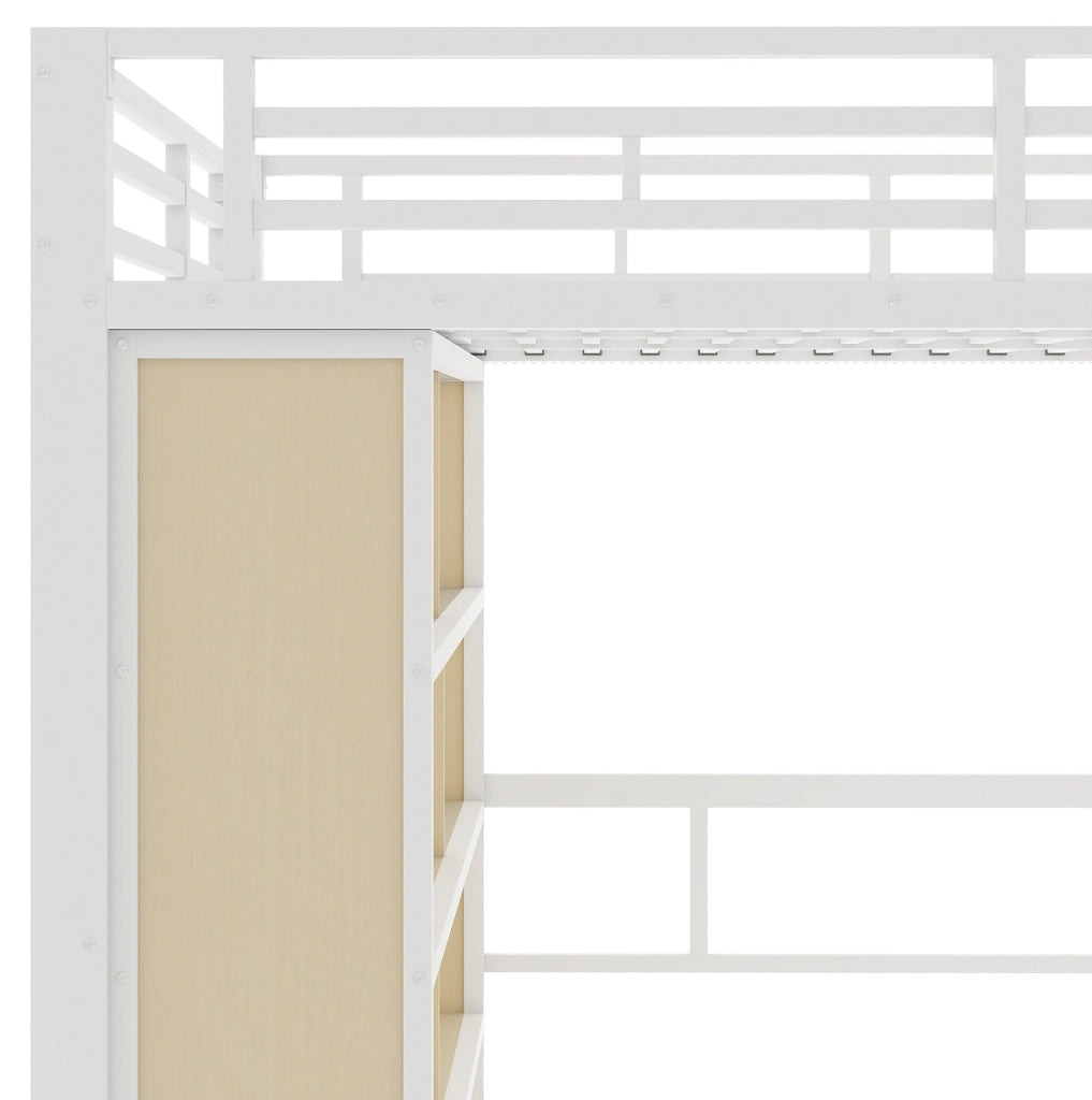 Letto a soppalco 140 x 200 cm con scrivania, LED e scale contenitore