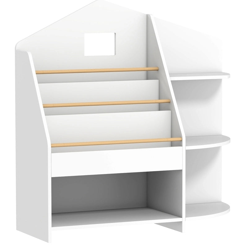 Libreria per bambini 80 x 30 x 79,7 cm in legno bianco, 7 vani salvaspazio