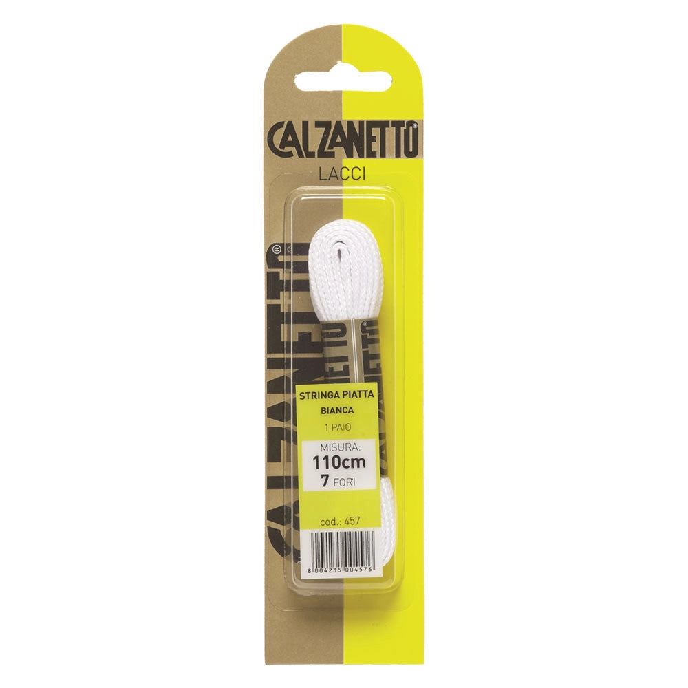 LACCI PIATTI cm. 110 bianchi - blister 1 paio  - EBANO