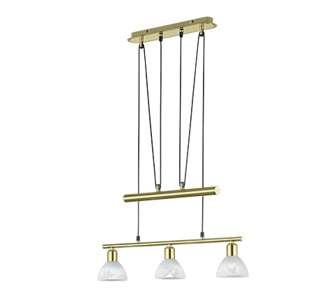 Lampada Sospensione Interno con Bilanciere 3 Luci Led Ottone Levisto GD Trio