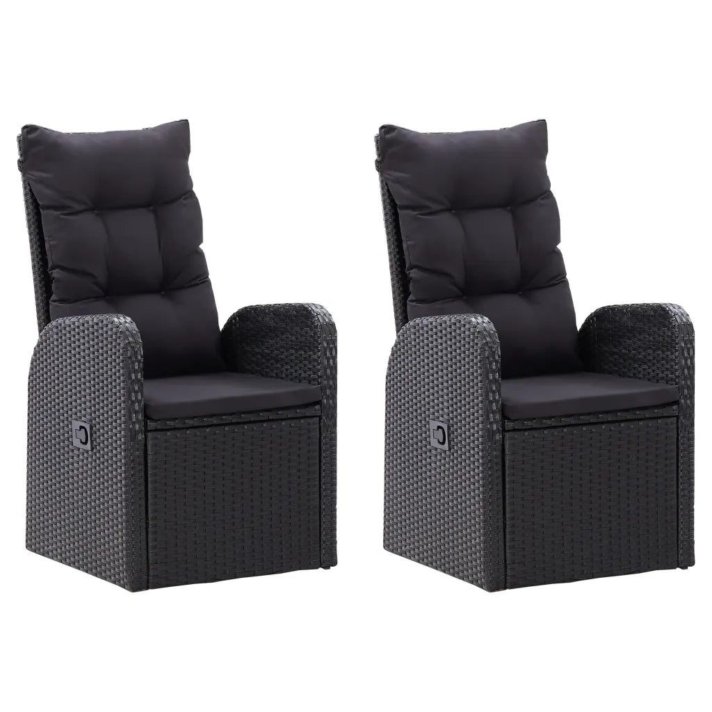 Set da Pranzo da Giardino 3 pz con Cuscini Nero 3099491