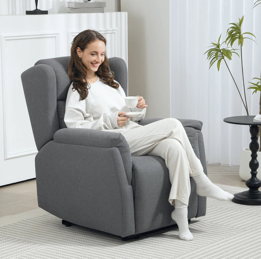 Poltrona relax con funzione reclinabile fino a 160°, struttura a molle, imbottitura traspirante, 80x94x101 cm, grigio scuro