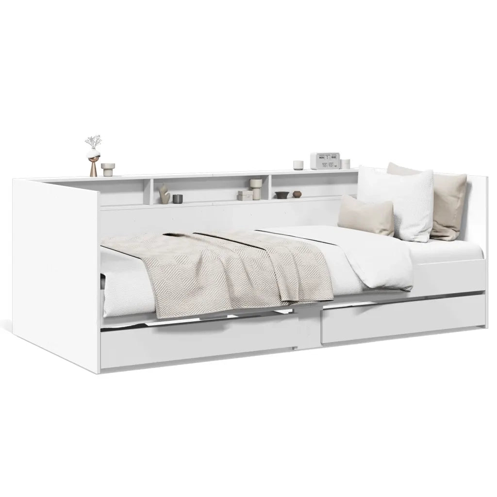 Divano Letto con Cassetti senza Materasso Bianco 90x200 cm 3280846