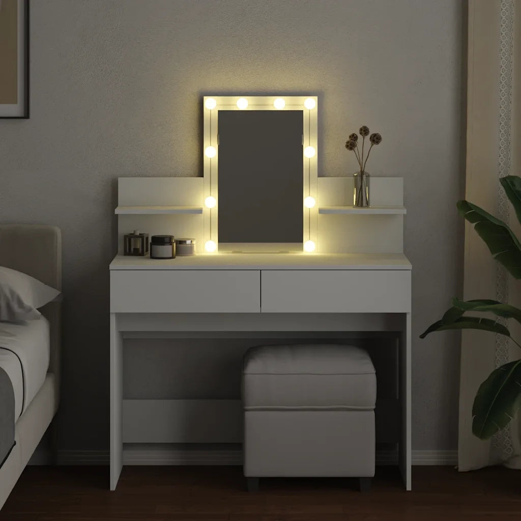 Toeletta | Tavolo da Trucco con LED Bianco 100x40x130 cm