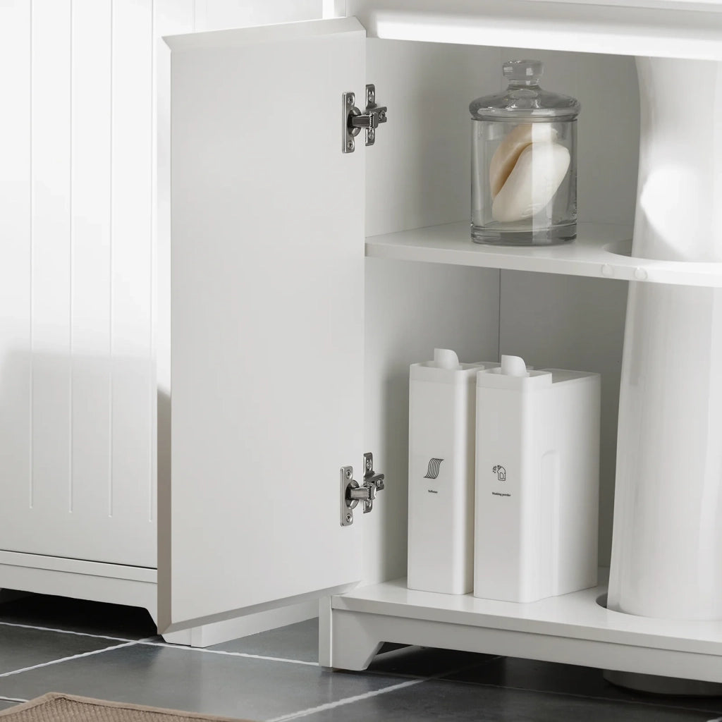 Mobile Sottolavabo Con 2 Ante Pieghevoli Mobile Bagno Mobile Lavabo Bianco 60x30x60cm BZR108-II-W