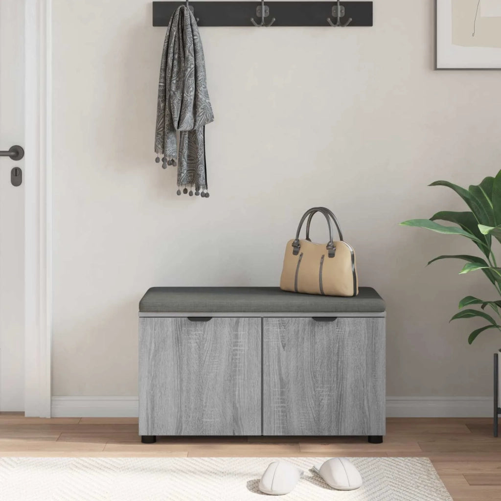 Panca per ingresso con cuscino Sonoma grigia 80 x 38 x 46 cm