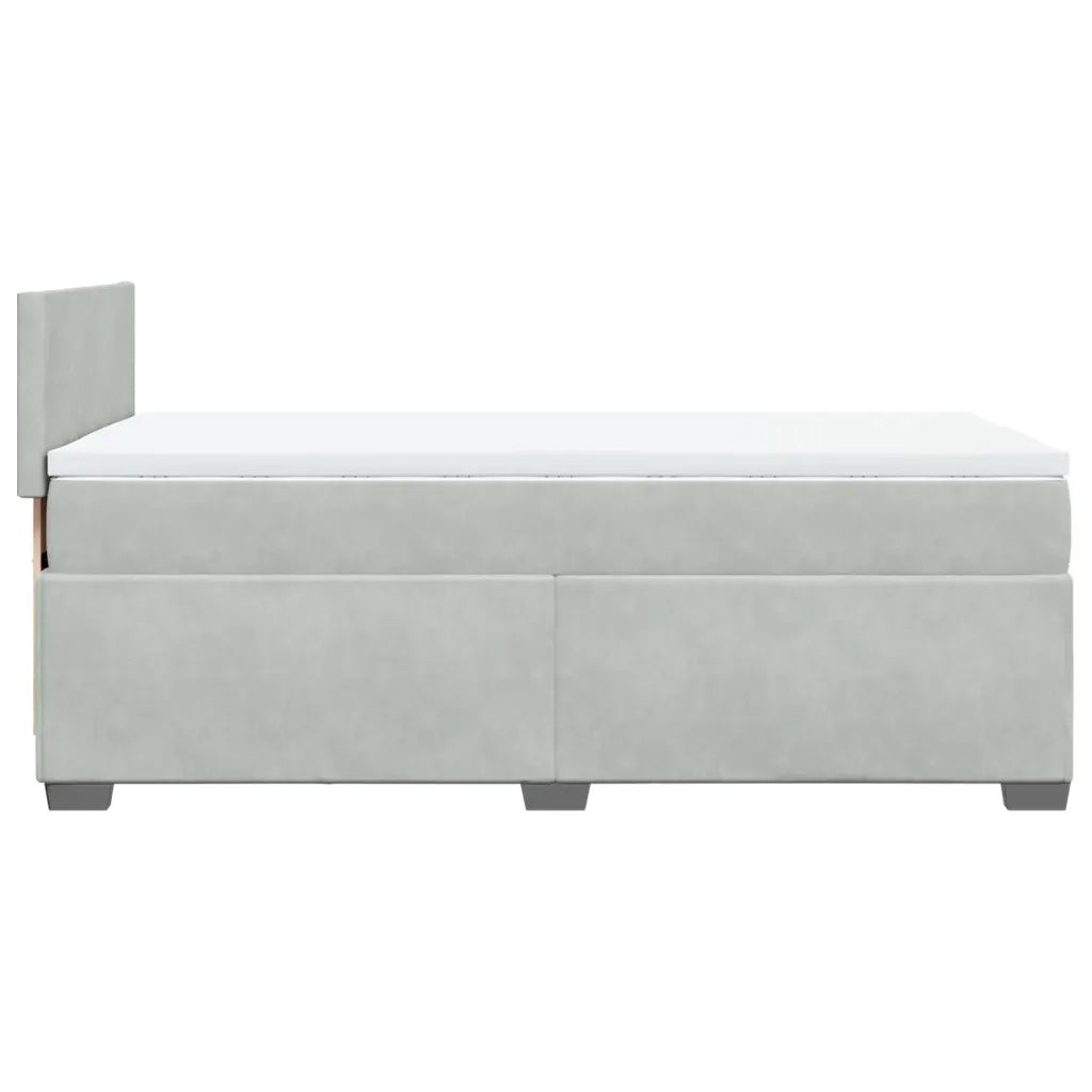 Giroletto a Molle con Materasso Grigio Chiaro 90x200 cm Velluto