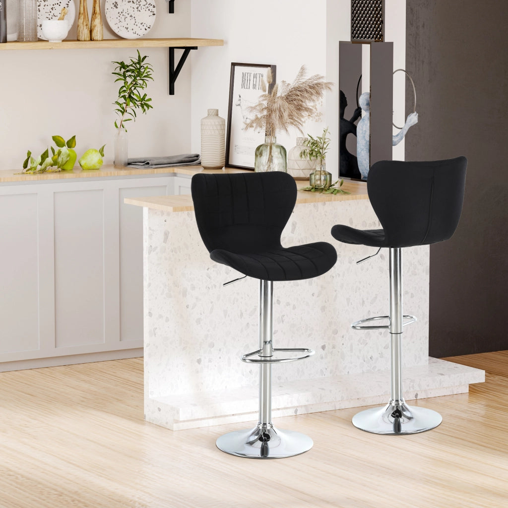 Sgabelli da Bar Design Moderno Regolabili Girevoli 360¡ã ¨C Minimal ¨C 2 Pezzi, Nero