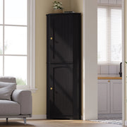 Mobile angolare con 2 ante e ripiani regolabili, design ad arco, per cucina e soggiorno, MDF nero, 42 × 42 × 166 cm