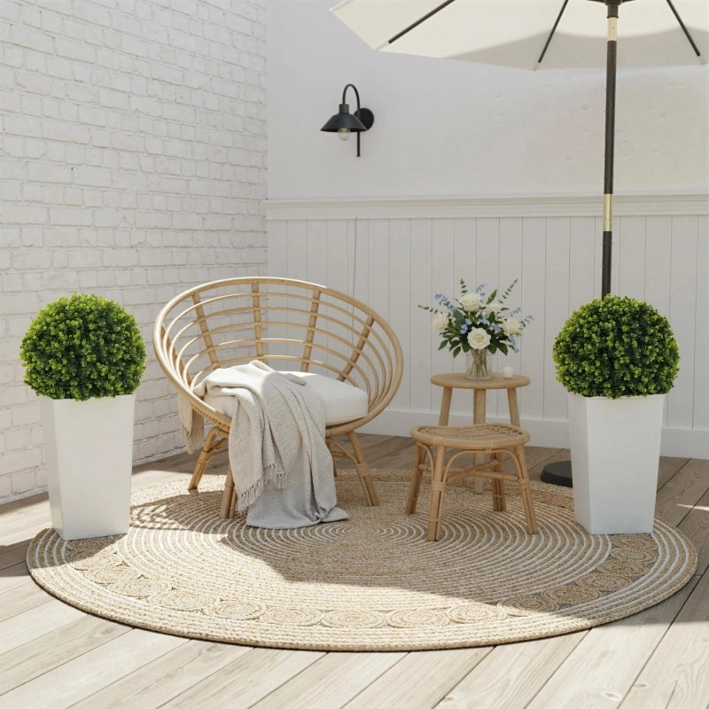 Piante artificiali 2 pezzi con sfere di fogliame in plastica resistente ai raggi UV verdi Ø 32 × 65 cm con vaso