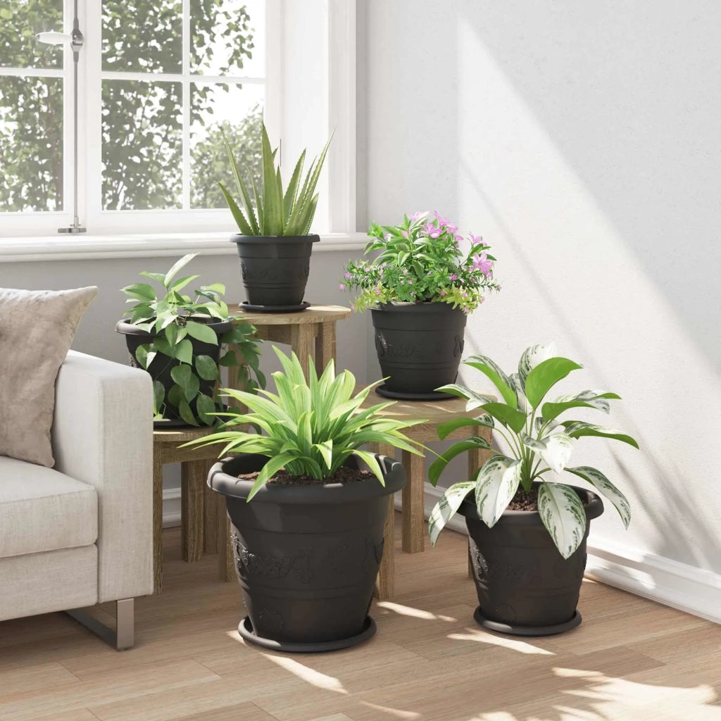 Vasi per Piante 6 pcs Nero Ø 39 x 32 cm Plastica 3403279