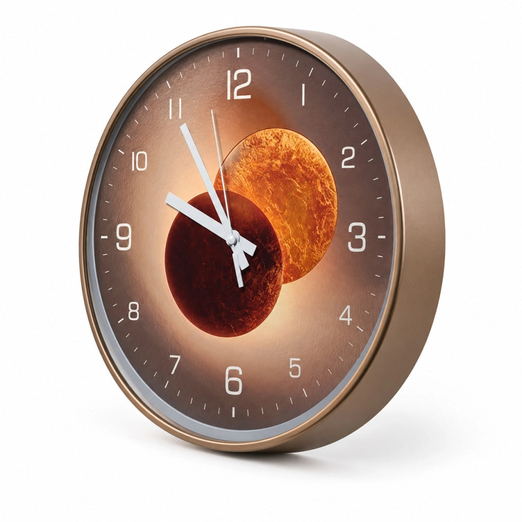 OROLOGIO PARETE TONDO LUNA 30CM MODERNO DESIGN PIANETI VARI COLORI CASA UFFICIO