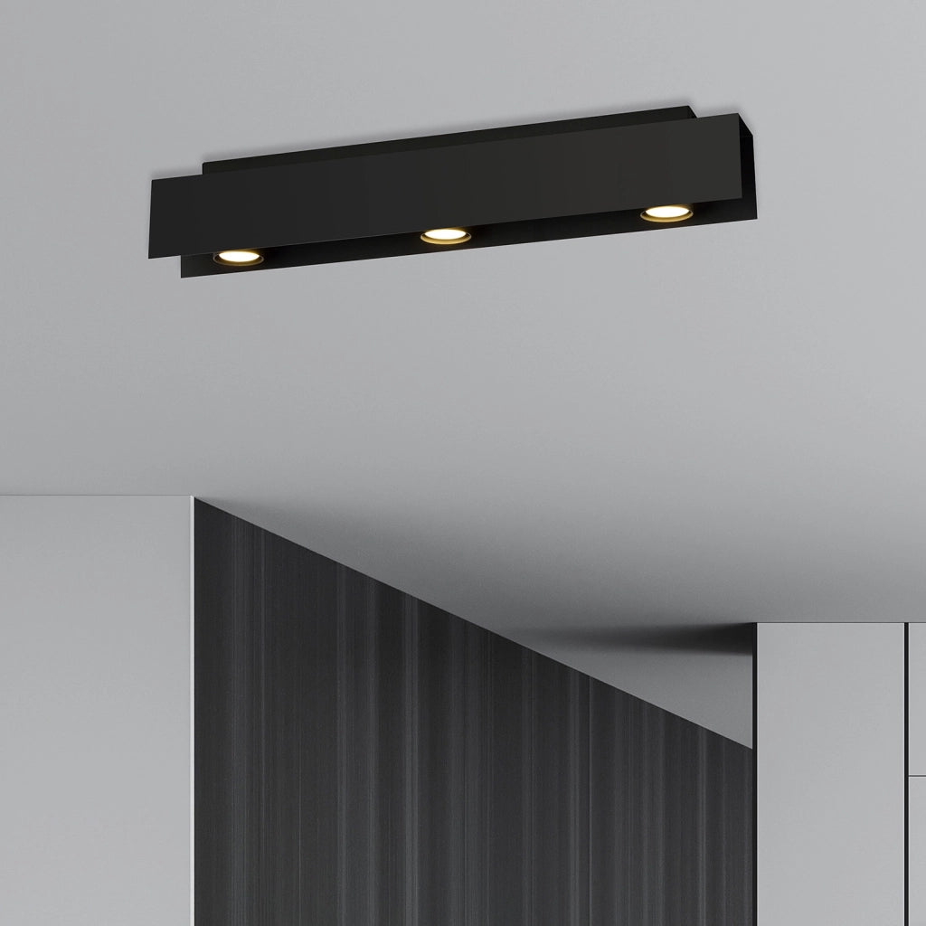 Plafoniera Moderna 3 Luci Persico In Acciaio Nero