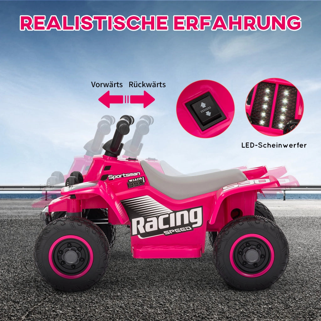Quad Elettrico per Bambini ¨C Minimal ¨C Rosa, LED, 18-36 Mesi