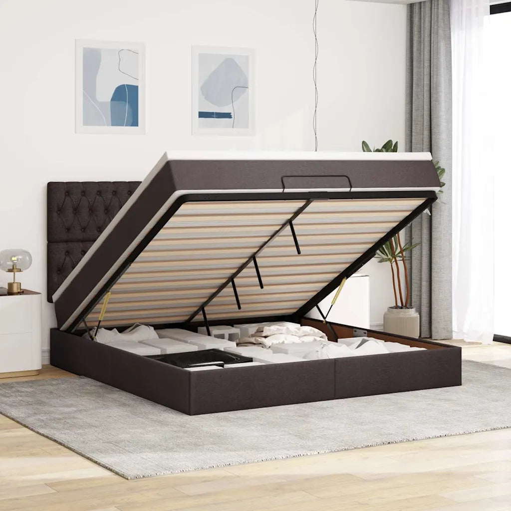 Struttura Letto Pouf con Materasso 180x200 cm in Tessuto 3313261
