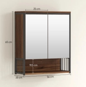 Mobile bagno sospeso in MDF e truciolato marrone con specchio 25x40,5 cm